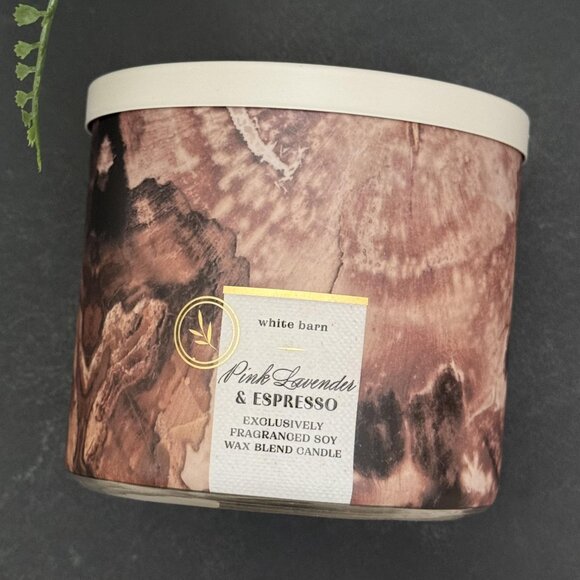 BBW Pink Lavender & Espresso White Barn Bath & Body Works 3 Wick Candle - Picture 5 of 10